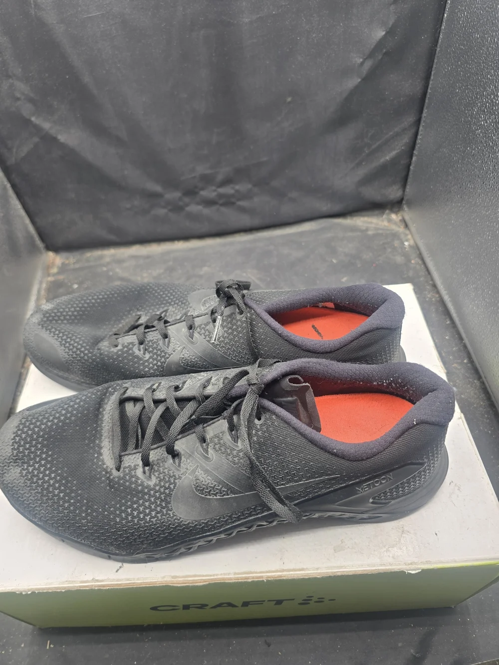 Nike Men's Black Athletic Running Shoes with Red Interior